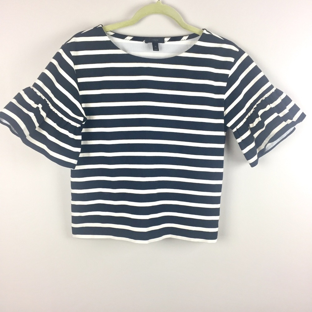J. CREW Striped Top With Ruffle Sleeve - Picture 4 of 8
